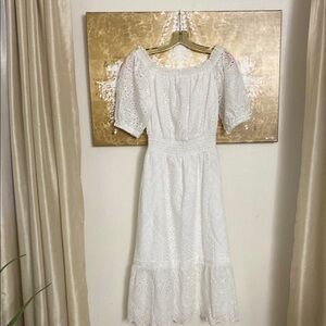 Betsey Johnson White Eyelet Midi Dress - Cottagecore Dream! Sz Sm. NWOT